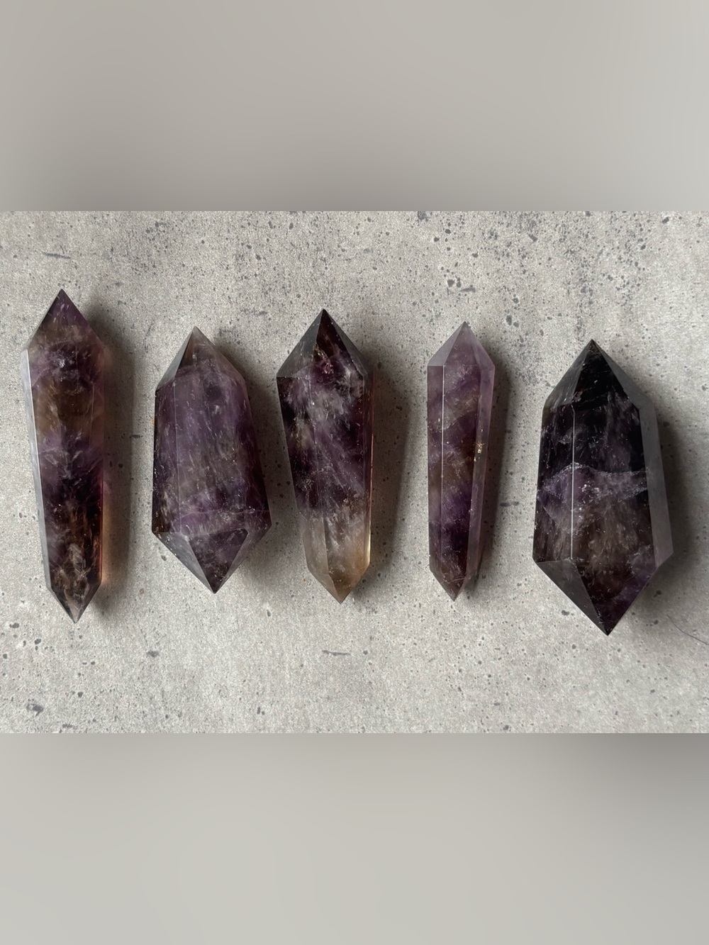 Ametrine (amethyst and citrine combination) double terminated points - set of 5